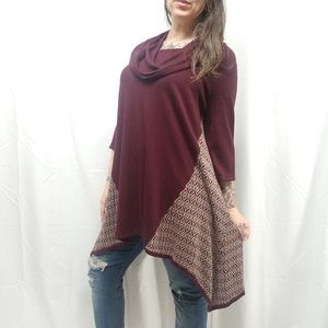 EFFIE'S HEART Tate Cowl Pullover Tunic Sweater Top